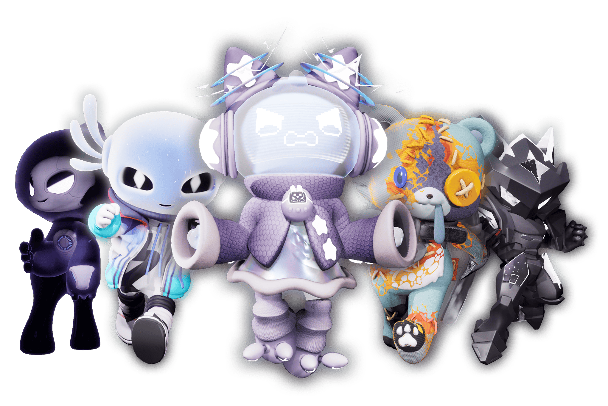 Teddytear, Axel, Digimew, Glooper, and Wraith